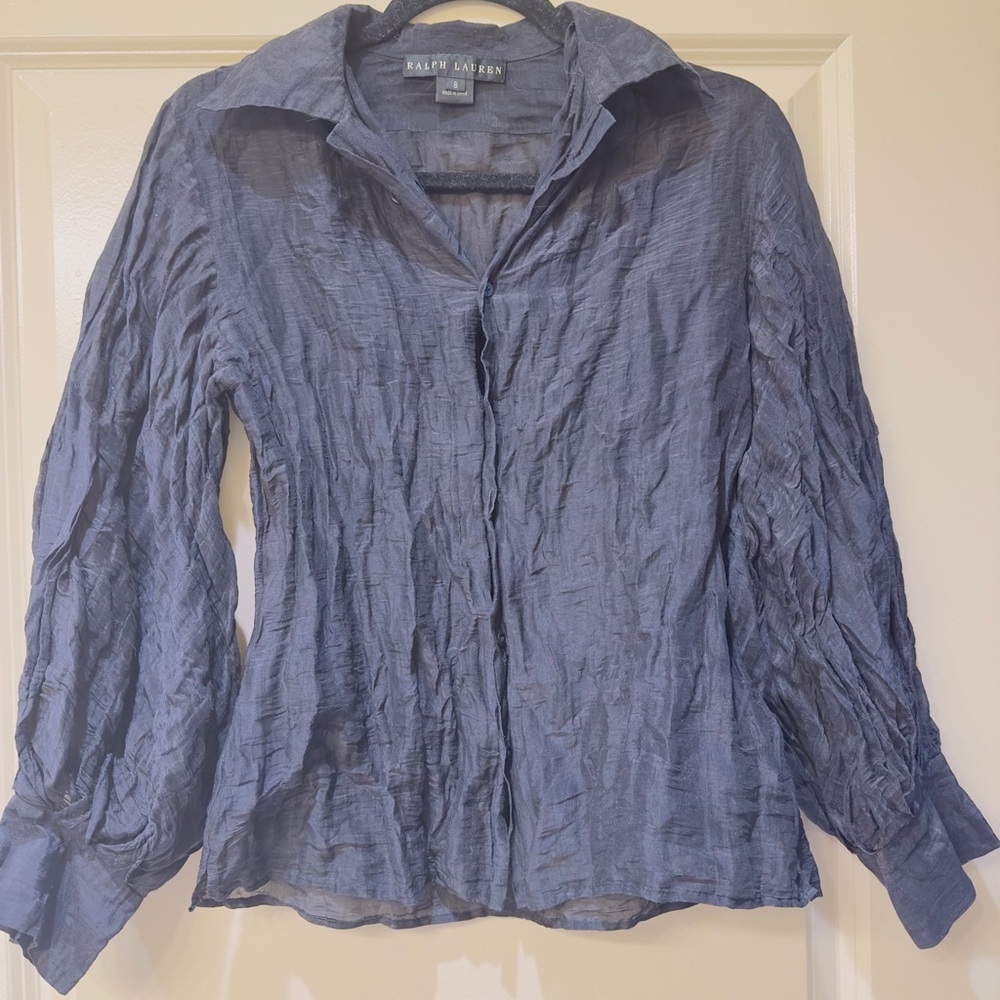 Luxurious metallic crepe black blouse